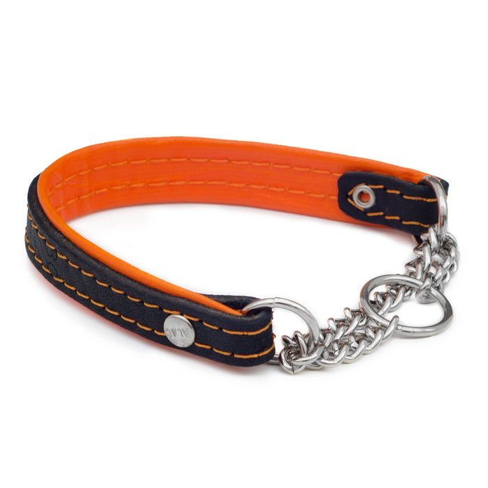 Alac Läderhalsband Halvstryp Orange