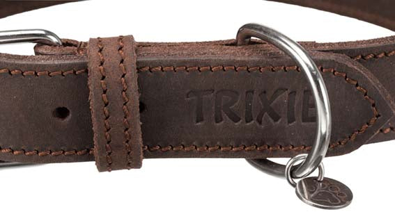 Trixie Rustic Råläder Halsband  Mörkbrun