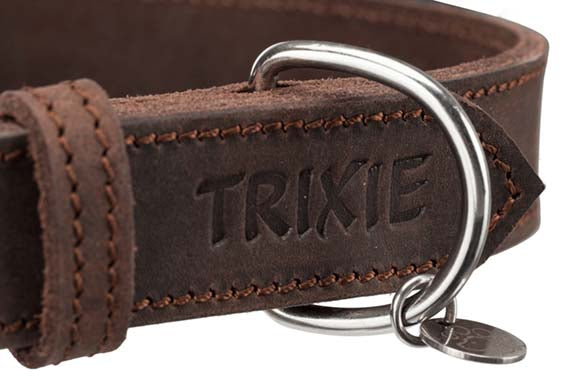 Trixie Rustic Råläder Halsband  Mörkbrun