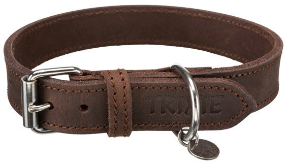 Trixie Rustic Råläder Halsband  Mörkbrun