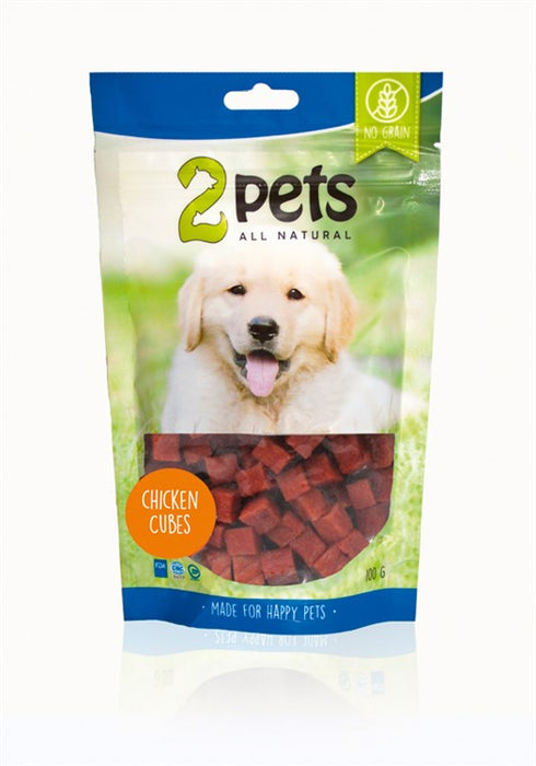 2pets Dogsnack Chicken Cubes 100g 6x