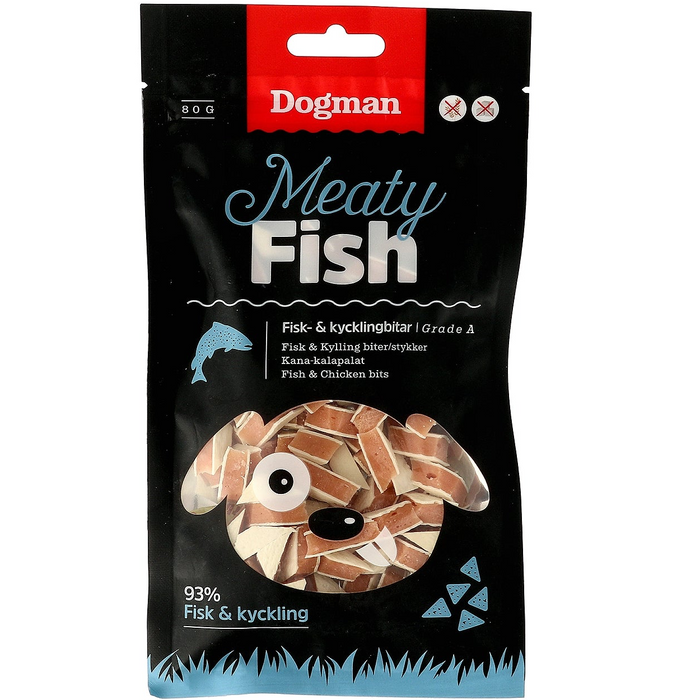 Dogman Hundgodis Meaty Fisk & Kycklingbitar 80g x7