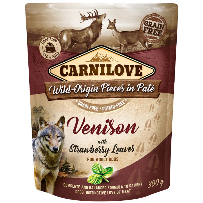 Carnilove Dog Pouch Paté Venison Strawberry 300g x12