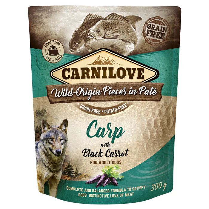 Carnilove Dog Pouch Paté Carp Black Carrot 300g x12