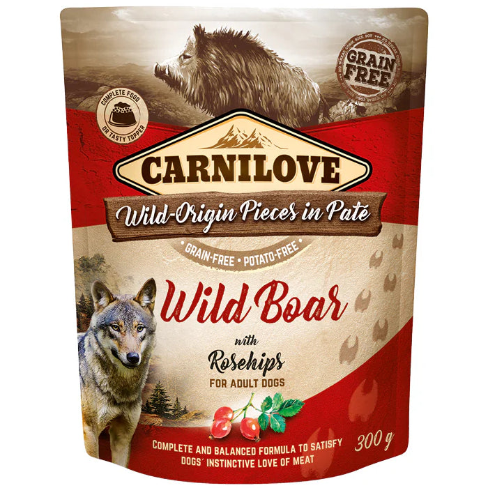 Carnilove Dog Pouch Paté Wild Boar Rosehips 300g x12