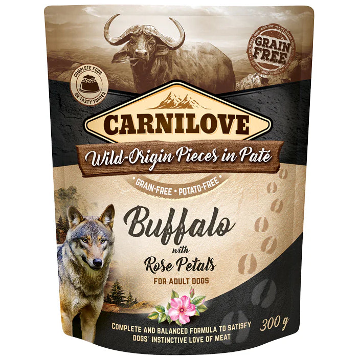 Carnilove Dog Pouch Paté Buffalo Rose Petals 300g x12