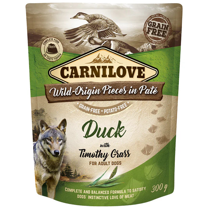 Carnilove Dog Pouch Paté Duck Timothy Grass 300g x12