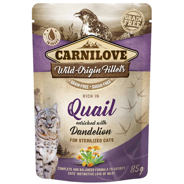 Carnilove Cat Pouch Quail Dandelion Steril 85g x24