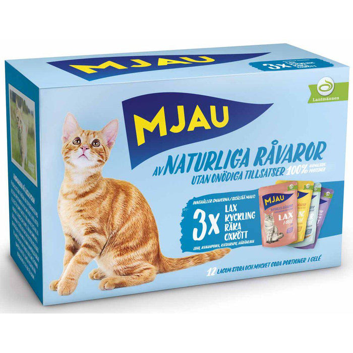 Mjau Pouch Multipack Kött & Fisk Gelé 12x85g