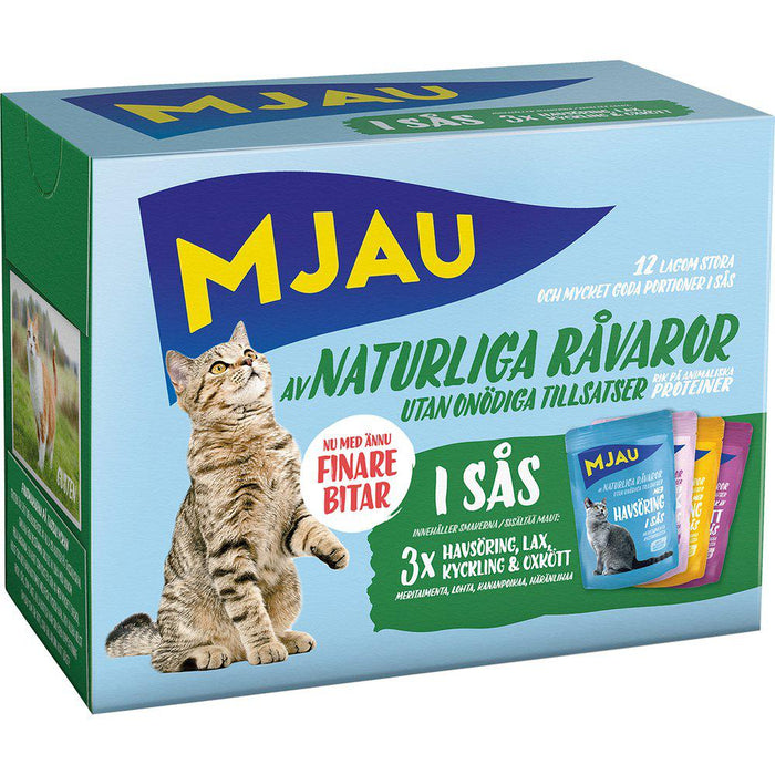 Mjau Pouch Multipack Kött & Fisk Sås 12x85g