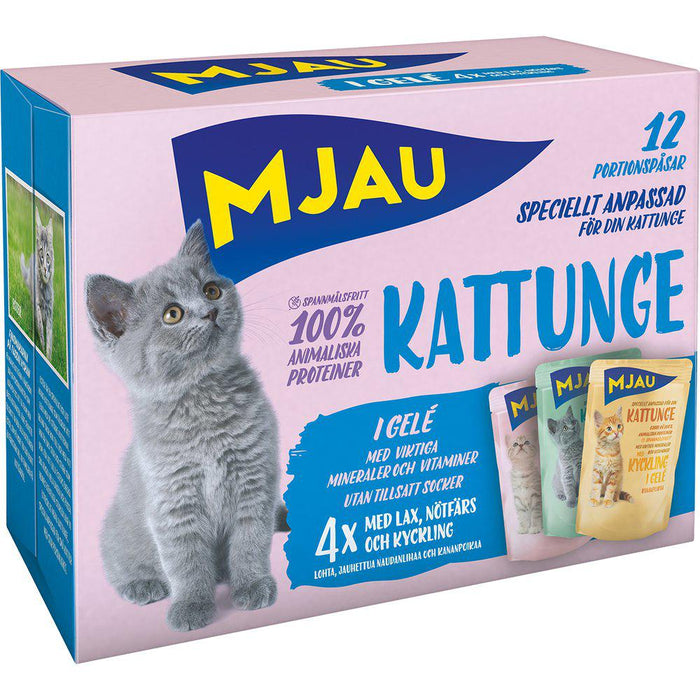 Mjau Pouch Multipack Kattunge Lax Nöt Kyckling 12x85g