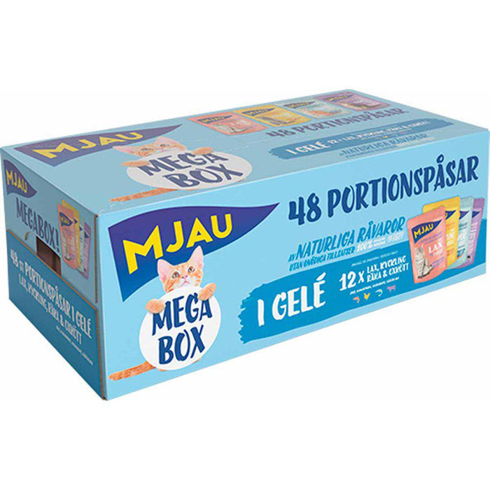 Mjau Pouch Megabox Kött & Fisk Gelè 85g x48