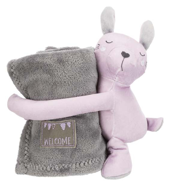 Trixie Junior Cuddly Set Filt/kanin Plysch Grå/ljuslila