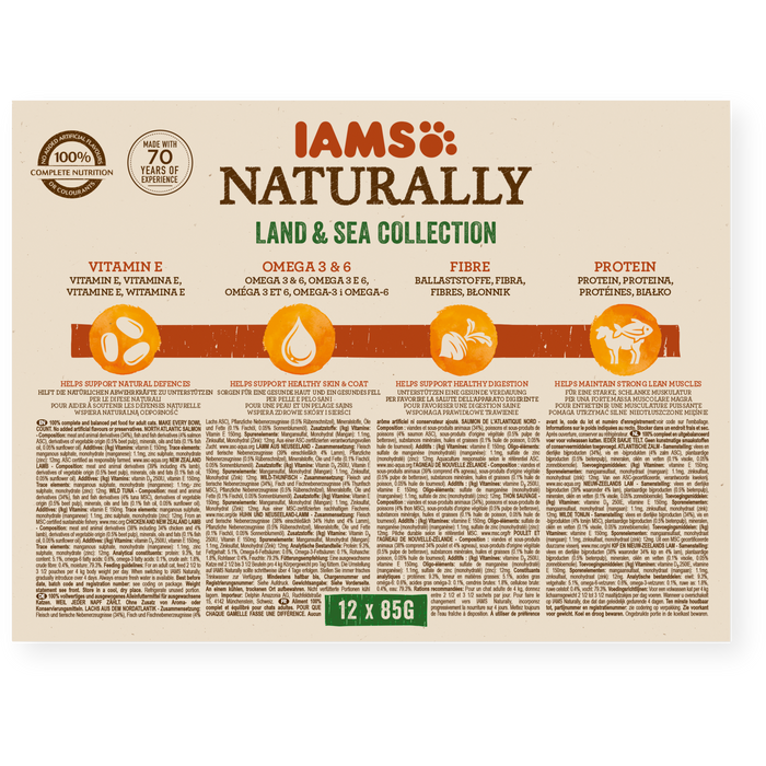 Iams Cat Naturally Land & Sea 85g x12