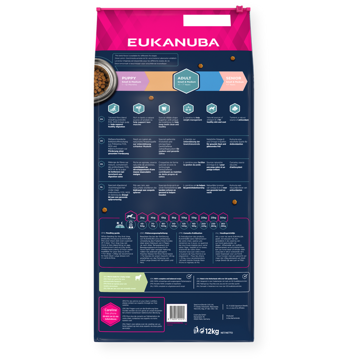 Eukanuba Adult Small/Medium Breed Lamb & Rice 12kg