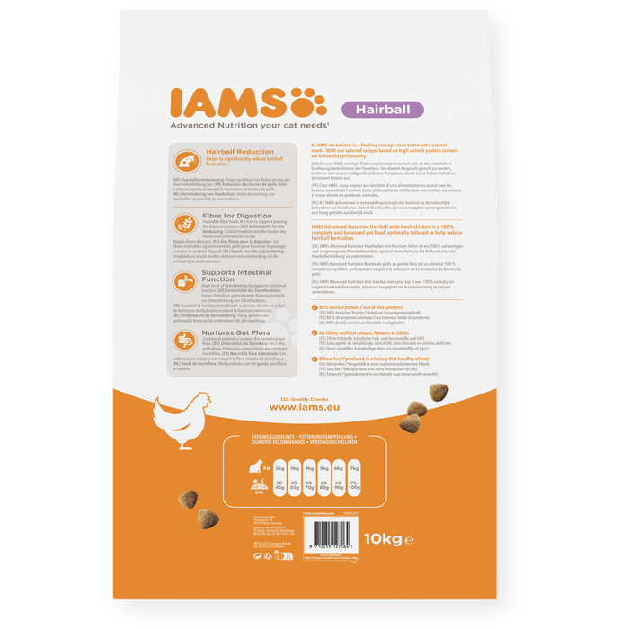 Iams Cat Adult Hairball Chicken 10kg