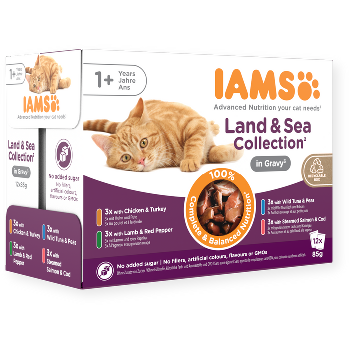 Iams Cat Delights Gravy Land & Sea 85g x12